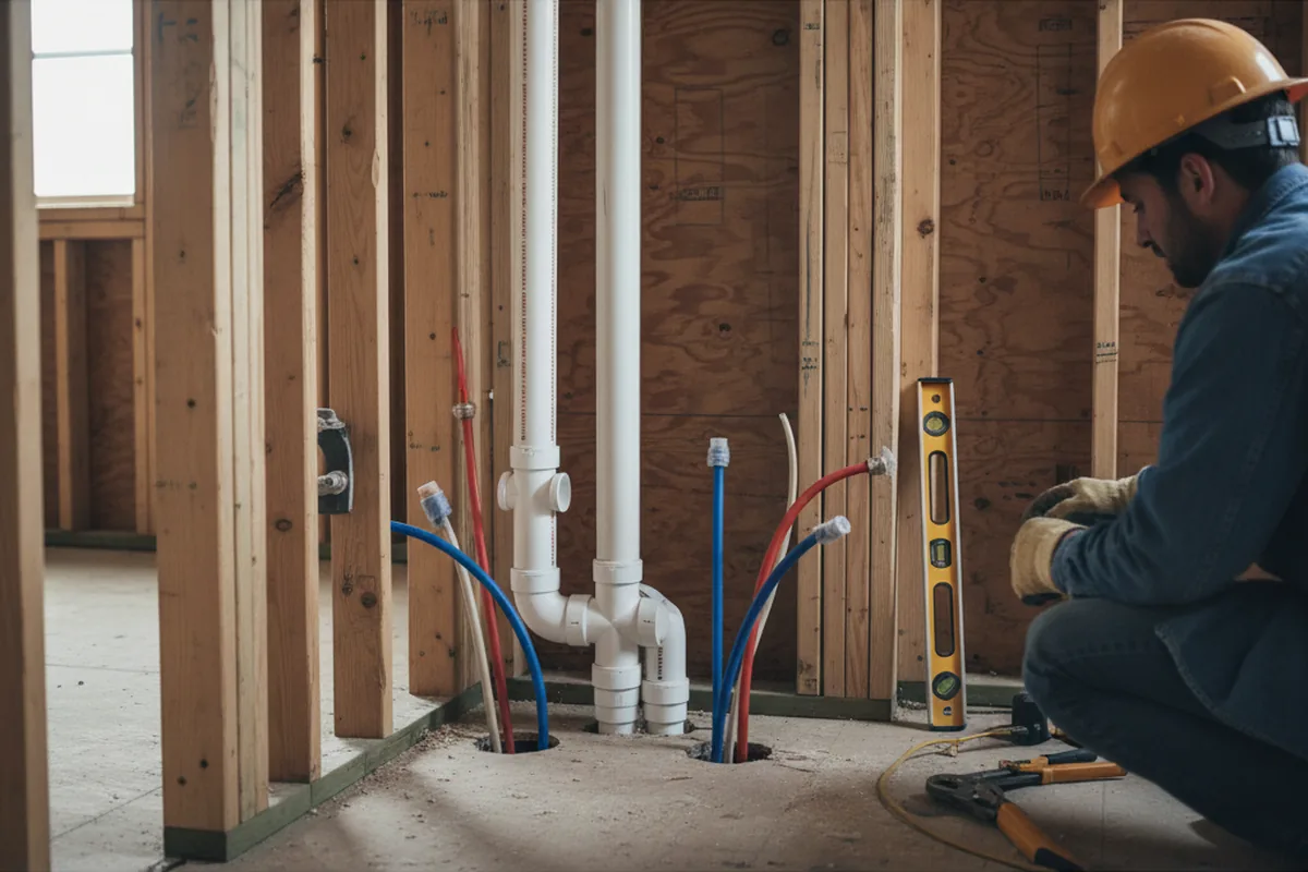 Drain and supply rough-in during Garbage Disposal Repair in Whippany