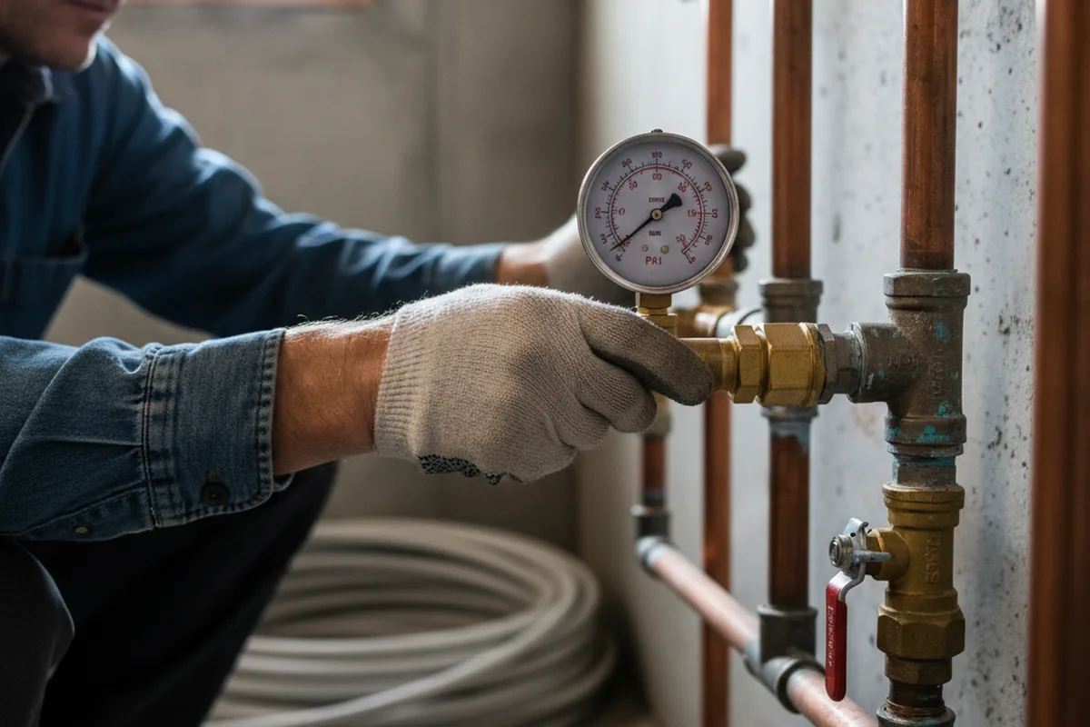 Pressure testing a repaired line during Water Line Repair in Whippany